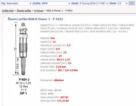 Žhavící svíčka NGK D-Power 1 Y-924J (6 ks) - 2