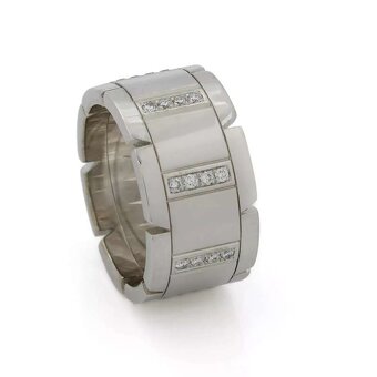 Cartier Tank Française – prsten z 18kt bílého zlata s diaman - 2
