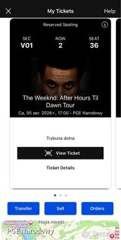 Prodám vstupenky - The Weeknd ve Varšavě - 2