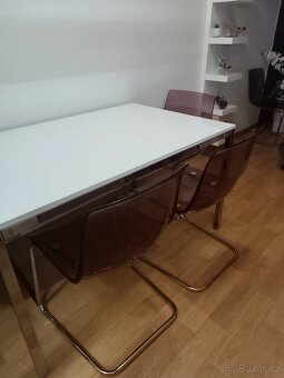 Jídelní stůl Ikea, bílý lesk, 140x90 - 2