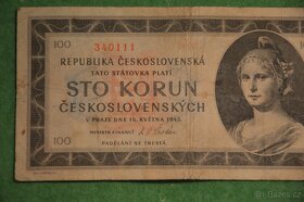 Stará bankovka 100 korun Československých - 2