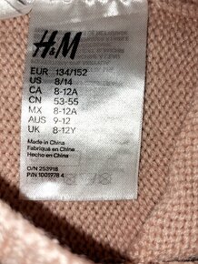 Čepice + rukavice zn. H&M, vel. 134/152-TOP STAV - 2