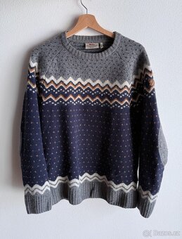 Vlněný svetr Fjallraven Ovik Knit Sweater M Dark Navy - 2