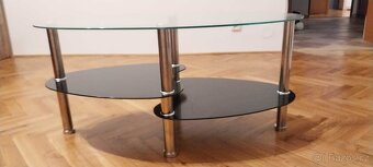 konferenční stolek sklo/kov oválný, cena k jednání - 2