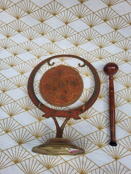 Starý mosazný malý indický gong - 2