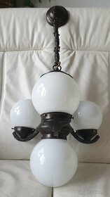 Starožitný lustr art deco na řetězu tmavá mosaz I - 2