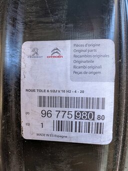 Ocelové disky Peugeot / Citroën 16" – originální díl - 2