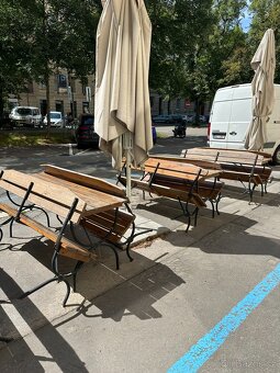 Masivní pivní set stůl + 2 lavice / zahradní posezení - 2