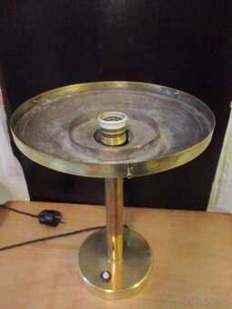 Stolní lampa mosaz, funkcionalismus, funkční, bílé sklo - 2