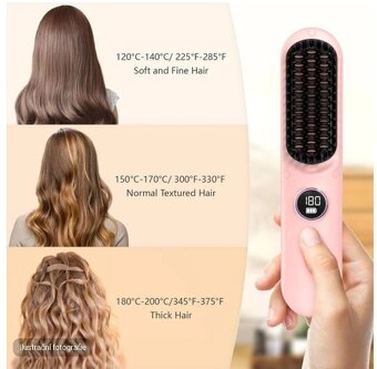 Mini žehlička- bezdrátový kartáč na vlasy - 2