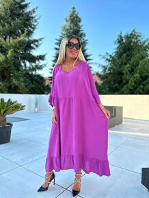 Dámské letní šaty zdobené záda Valentina fialové - 2