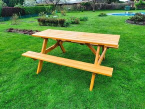 Pivní set, zahradní sezení, lavice stůl 190 cm bez nátěru - 2
