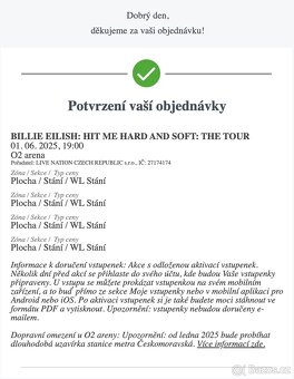 Billie Eilish 1.6. - Praha - stání + sezení - 2