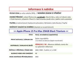 iPhone 15 Pro Max 256GB modrý NOVÝ NEROZBALENÝ - 2