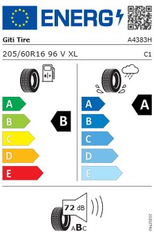 205/60/16 96H - Letní pneu GITI SYNERGY H2 90% vzorku, sada - 2