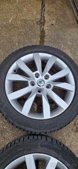 Alu kola 5x112 Škoda R17 pneu 205/50R17 continental zimní - 2
