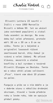 psací stroj Olivetti Lattera 22 vzácný růžový - 2