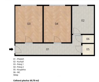 Pronájem bytu 2+1, 66 m2, Ostrov, ulice S.K. Neumanna - 2