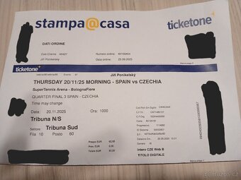 Vstupenky Davis Cup 2025 Česko - Španělsko - 2