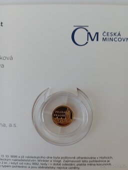 Dobová pohlednice se zlatou mincí Karlův most - 2