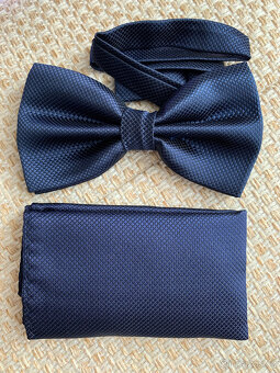 Pánský set motýlek+kapesníček, modrý odstín - 2