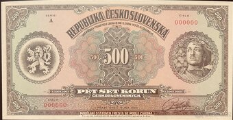 Dvě bankovky Hnědý legionář novotisk anulát + nízké číslo - 2