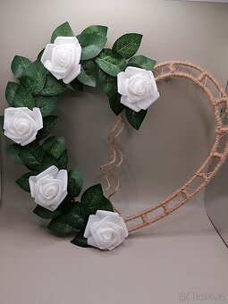 Velké srdce s pěnovými růžemi (Bílé) - Svítící - 2