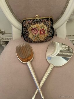 Gobelínová souprava zrcátko,kartáč a kabelka - 2