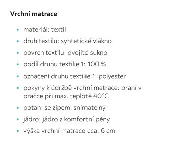 Vrchní matrace topper 180x200 cm - 2