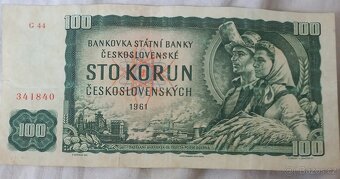 100 KČs, dvě bankovky,1961,z obehu - 2