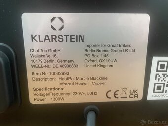 Klarstein infračervené topení / ohřívač s mramorem - 2