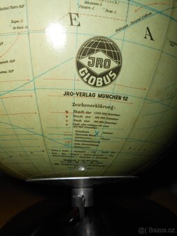 Starý těžký skleněný globus JRO MUNCHEN obvod 82cm - 2