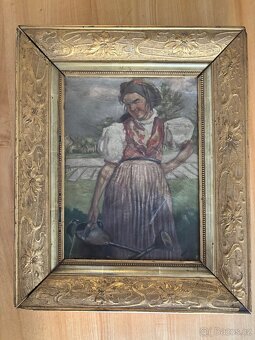 Obrazy starožitné krojované, olej plátno 35x43 - 2