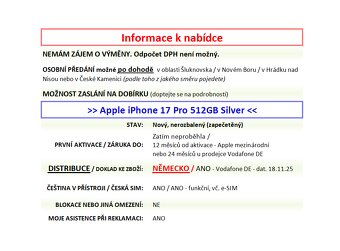 iPhone 17 Pro 512GB Silver NOVÝ NEROZBALENÝ - 2