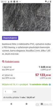 Prodám top fólií na stavbu bazenu Renolit Alkopran 3000 touc - 2