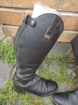 Vysoké jezdecké boty z italské kůže na širší lýtko - 2