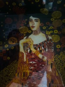 Mísa talíř Gustav Klimt Adele Dáma ve zlatém sklo secese - 2