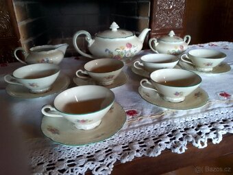STAROŽITNÝ MALOVANÝ PORCELÁNOVÝ ČAJOVÝ SERVIS - 2