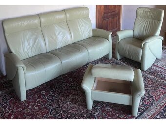 Luxusní moderní kožená sedací souprava 3+1 + taburet,2706 - 2