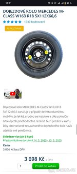 Dojezdové kolo MERCEDES M-CLASS W163 R18 5x112x66,6 - 2