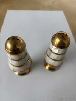 Mosazná solnička a pepřenka s perletí - 2