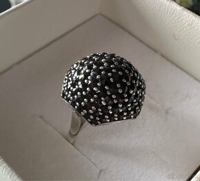 Česky granát - stříbro prsten, punc 925 velká velikost - 2