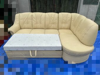 Kožena rozkládací sedacka s uložakem - 2