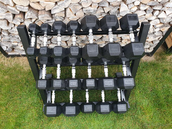 jednoručky činky - HEXA - sada 230kg + stojan - 2