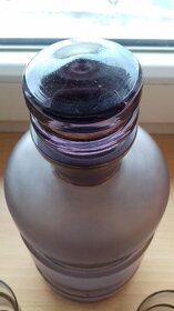 Prodám starožitnou karafu + 3 skleničky - růžové sklo - 2