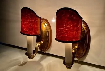 Párové staré nástěnné mosazné lampy na zeď - 2