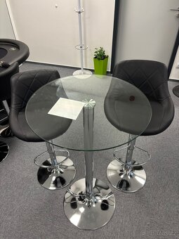 Skleněný stůl + barové černé židle - více kusů - 2