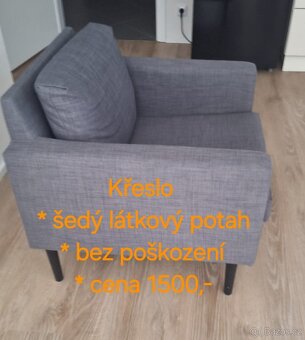 Křeslo - šedý látkový potah - 2