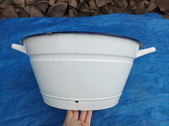 Smaltovaný bílý vandlík, průměr 45 cm - 2