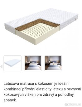Postel 160×200, dva noční stolky a latexové matrací - 2